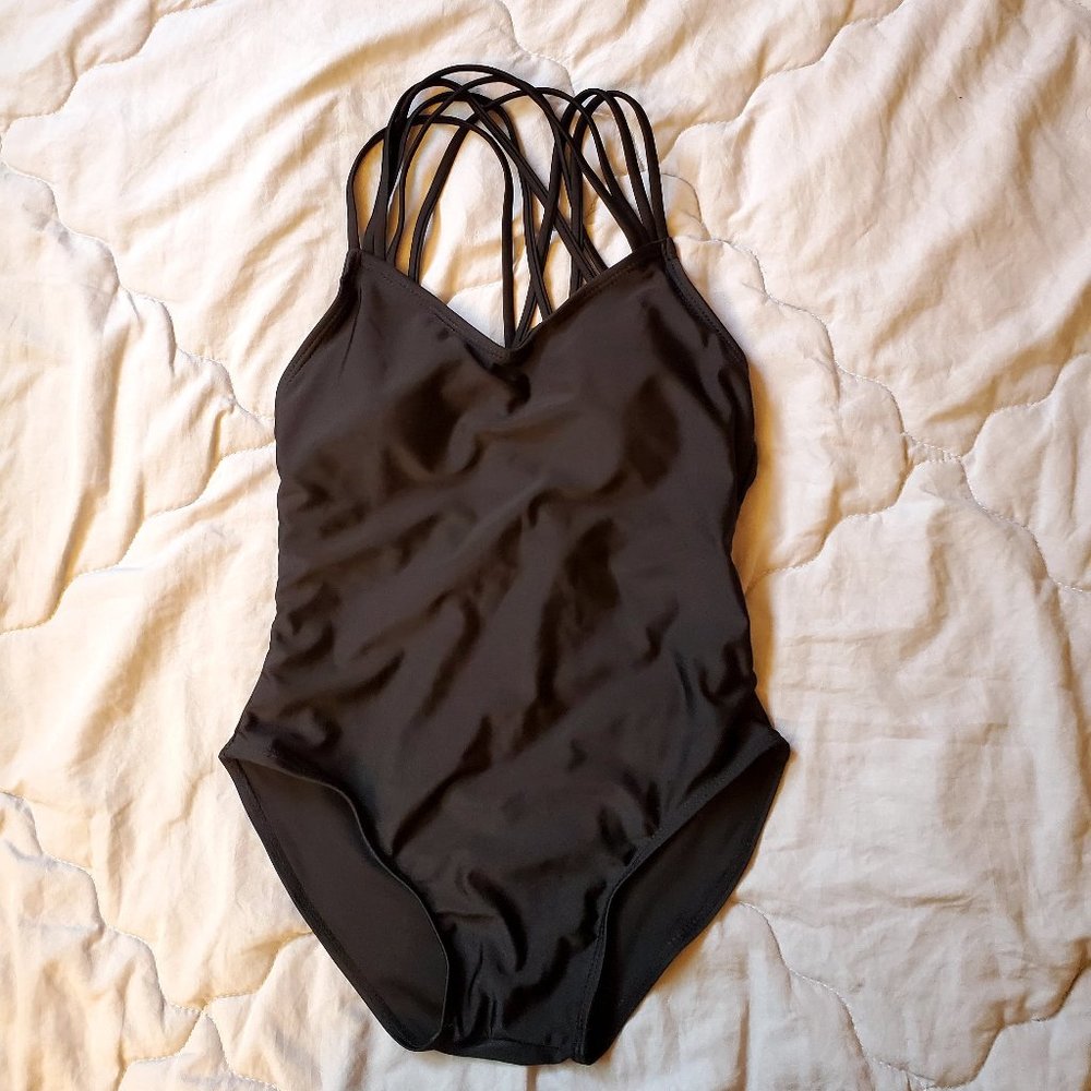 Black Criss Cross Back One Piece Swimsuits